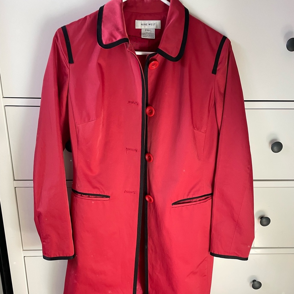 Long satin red coat